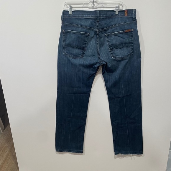 7 For All Mankind Austyn Relaxed Straight Leg Jeans Dark Wash Mens 33 USA Made - Picture 5 of 10
